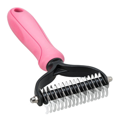 whoobell Undercoat Rake for Dogs 2 Side Undercoat Brush for Deshedding and Dematting for Dog Cat Rabbit Professional Pet Grooming HairTools Removes Loose Undercoat and Nasty Shedding Pink